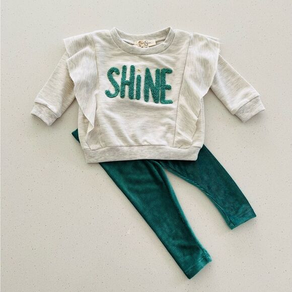 Jessic Simpson Baby Girls Outfit ‘Shine’ Sweatshirt and Pants Size 12 Months NWT - Picture 2 of 13